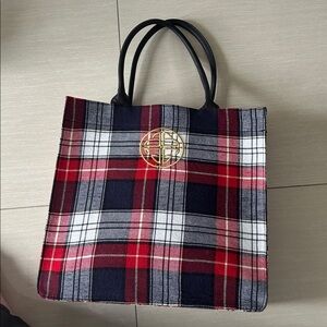 Budhagirl Plaid Tote Bag with Gold Accent - brand new